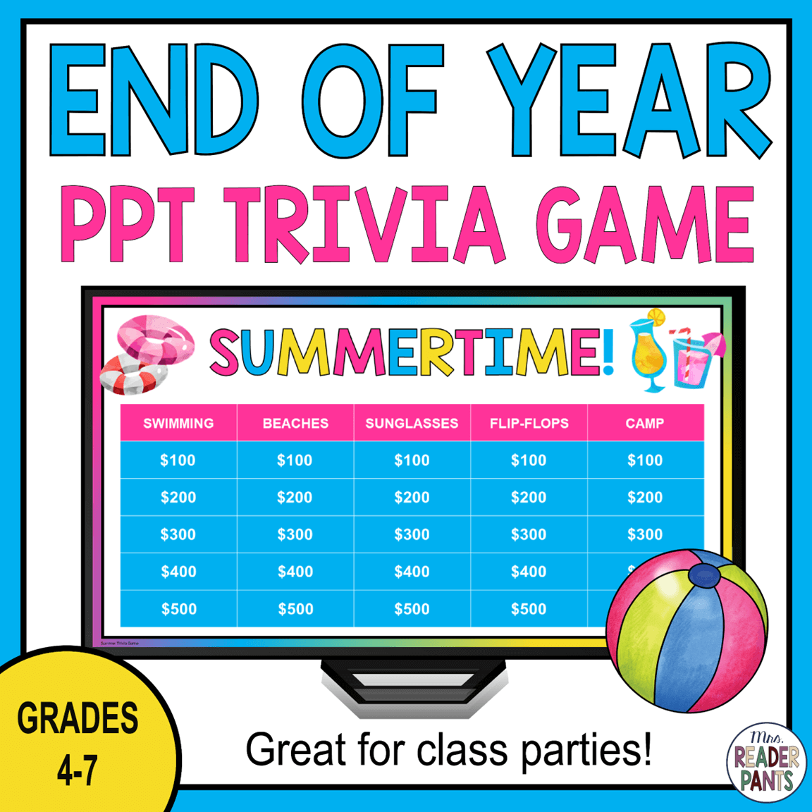 End of the Year Activities - Summer Trivia Game - End of the Year Class Party