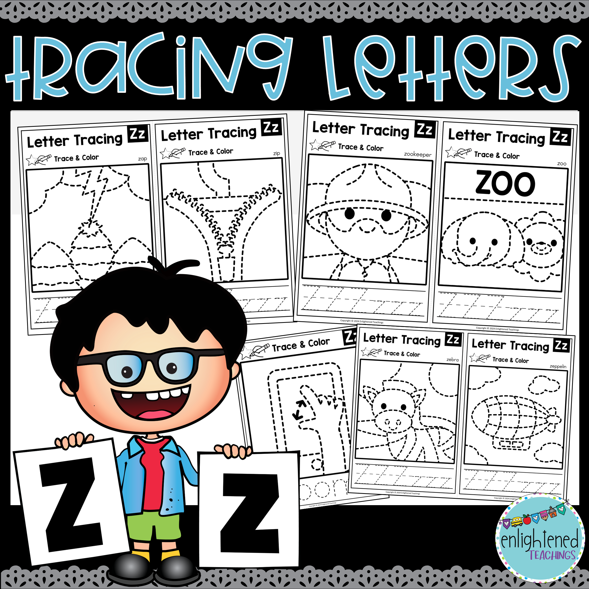 Letter Z Tracing Worksheets Letter Tracing Mats Letter Z Trace & Color