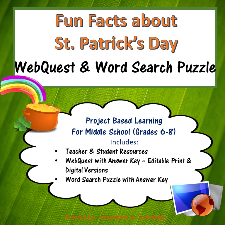 Fun Facts about St. Patrick's Day - WebQuest & Word Search Puzzle