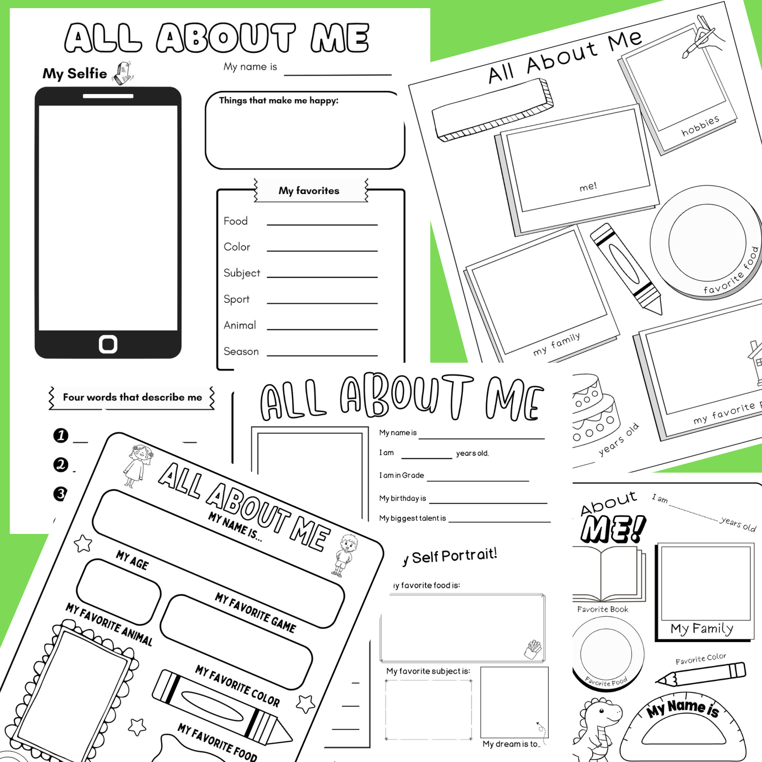 All About Me Worksheets | Back to School , First Day of School Activities.