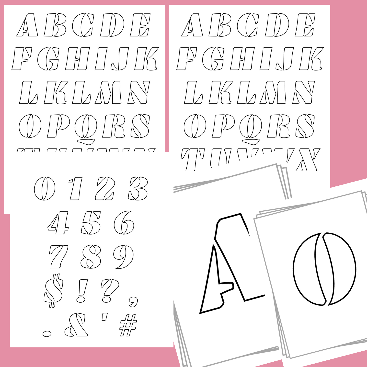 Printable Letter & Number Stencils (3 Different Styles) Coloring Pages