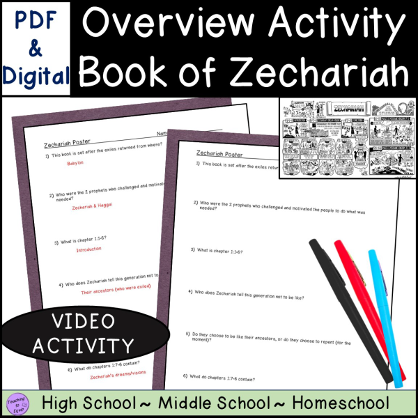 Summary of book of Zechariah Bible Overview Activity | Made By Teachers