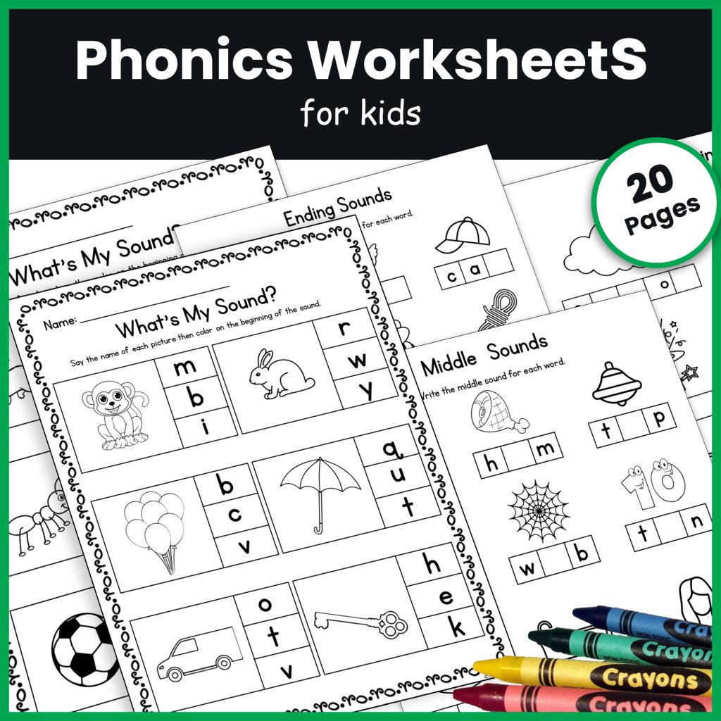 Phonics Worksheets: Missing Letters (Beginning, Middle & Ending Sounds ...