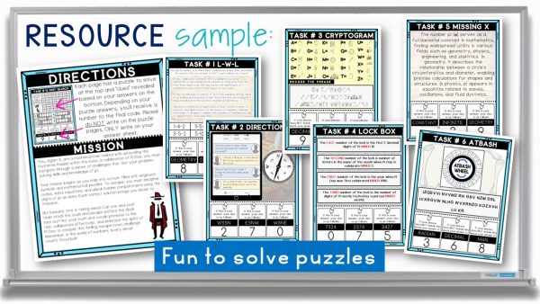 Pi Day Escape Room Printable Activity - 12 Puzzles NO PREP Breakout ...