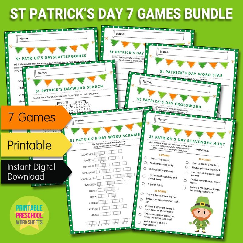 St Patrick's Day Printable Games Bundle