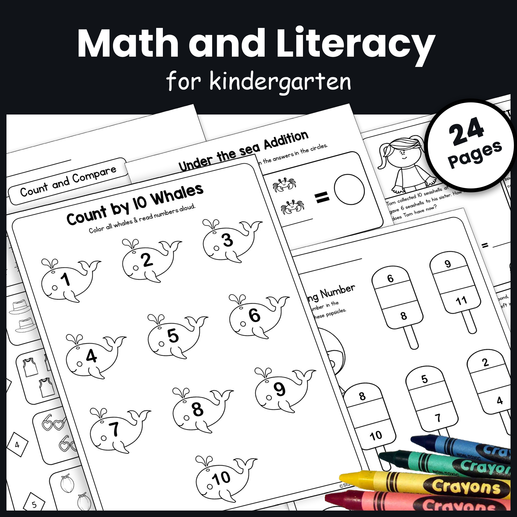 Summer Math and Literacy for Kindergarten (CCSS) - Printables