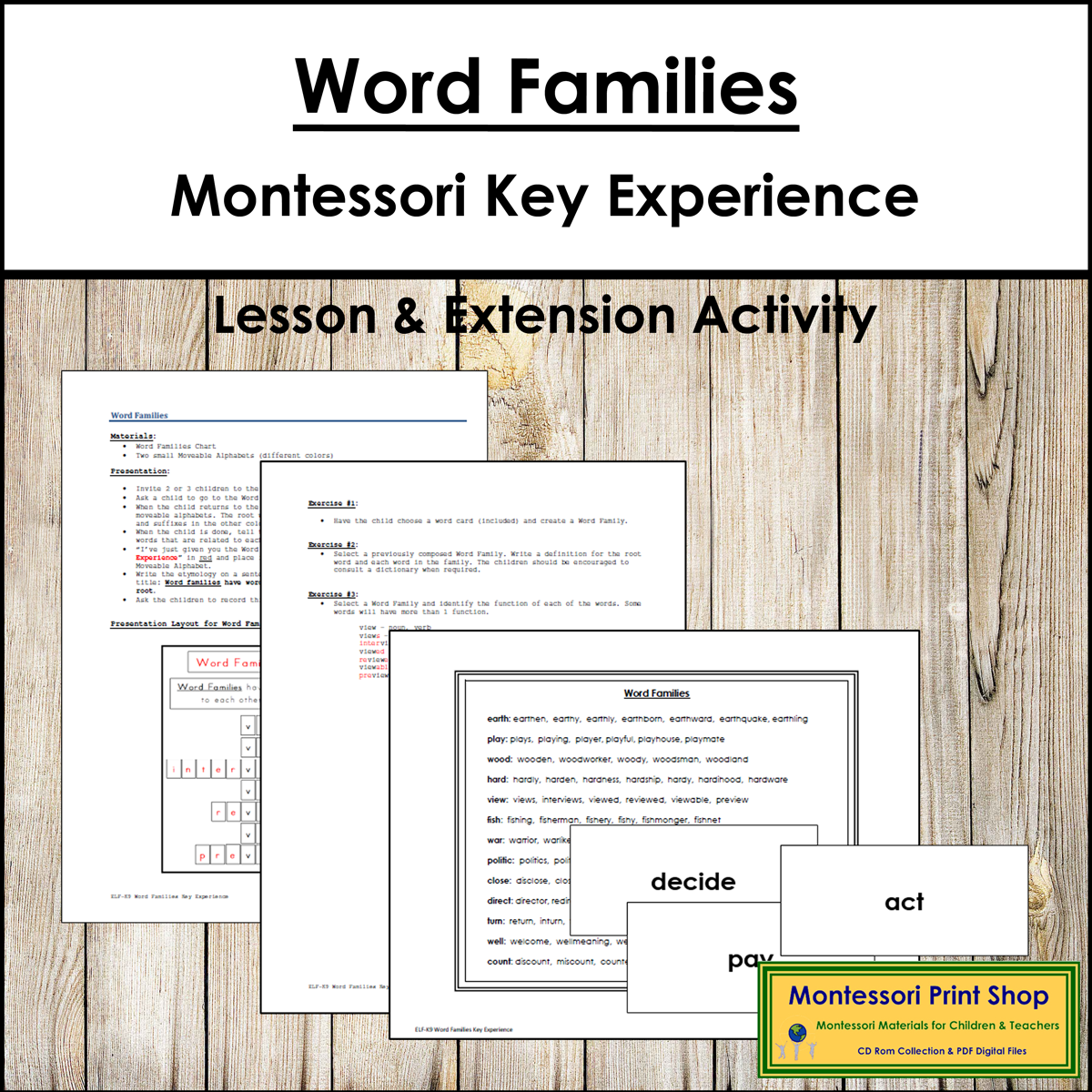 Word Families Key Experience & Materials - Elementary Montessori