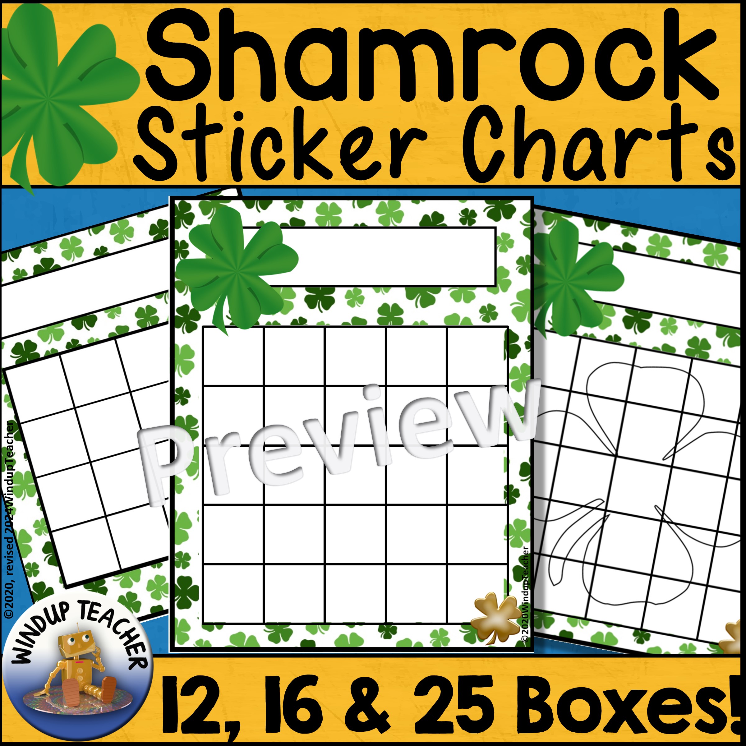 St. Patrick's Day Shamrock Sticker Reward Charts for Positive Behavior Incentive