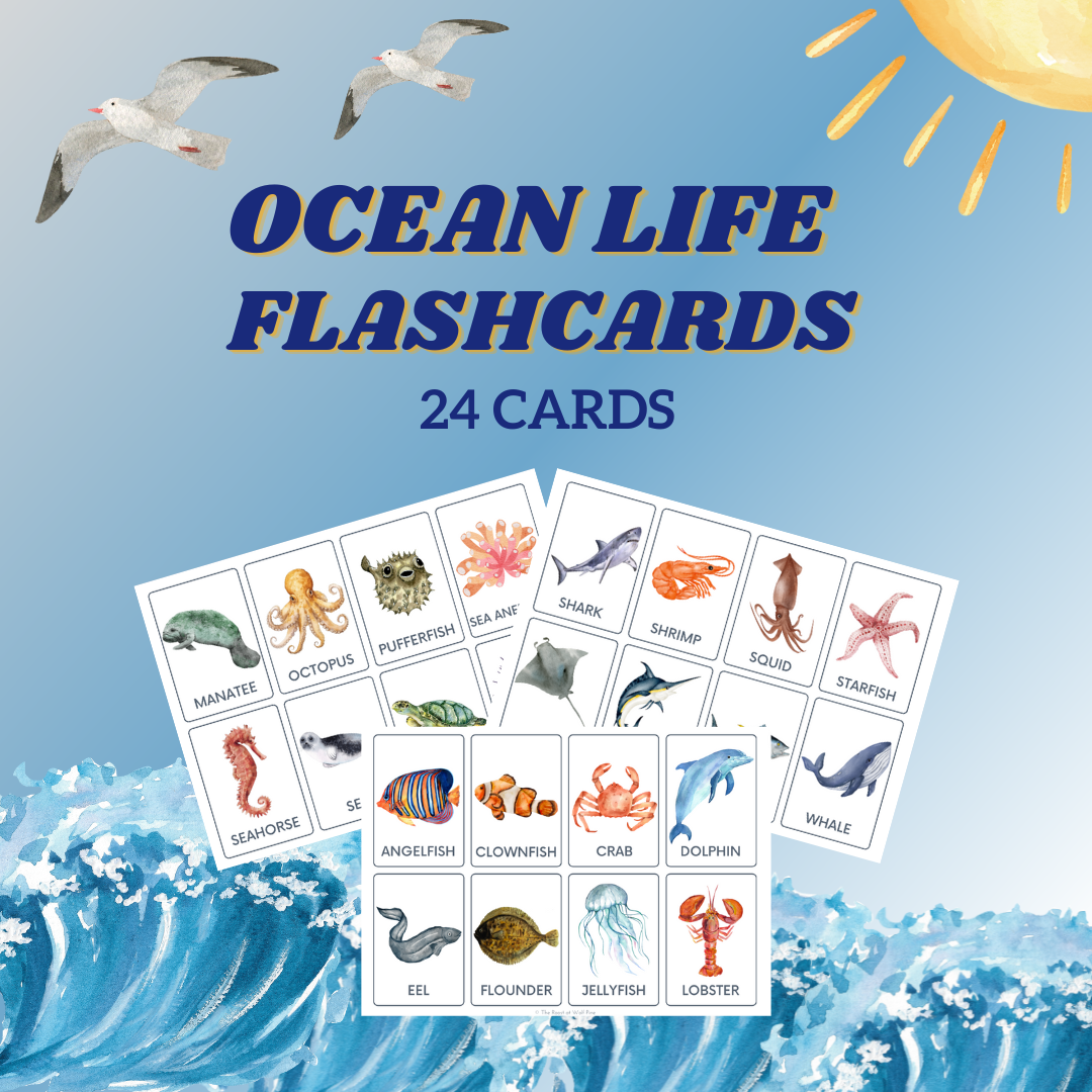 Ocean Life Flashcards, Preschool, Prek, Kindergarten, Homeschool, Printables