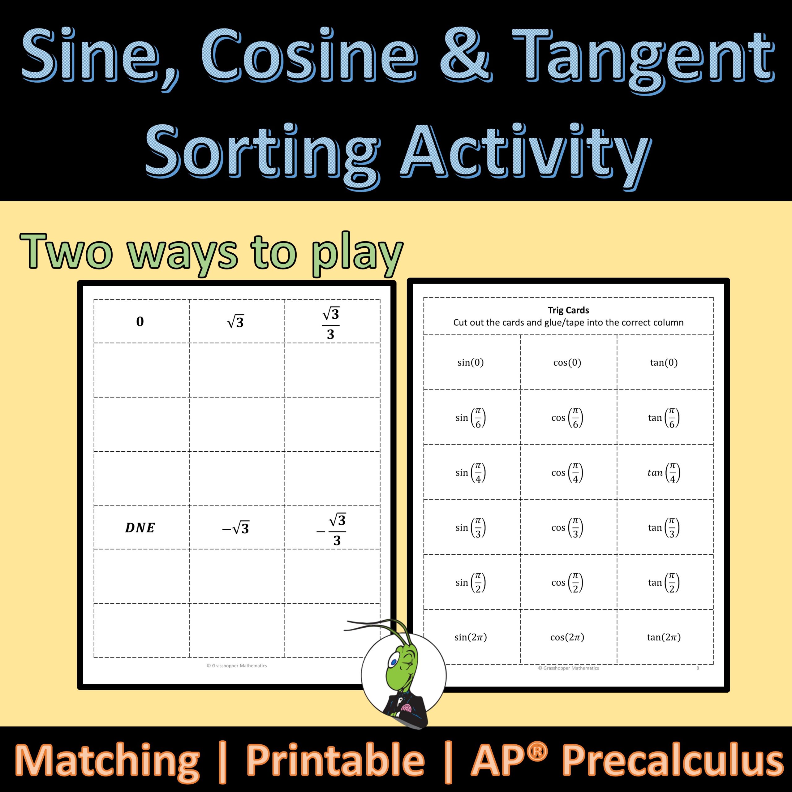 AP® Precalculus Trig Functions Sorting Activity | 3.3