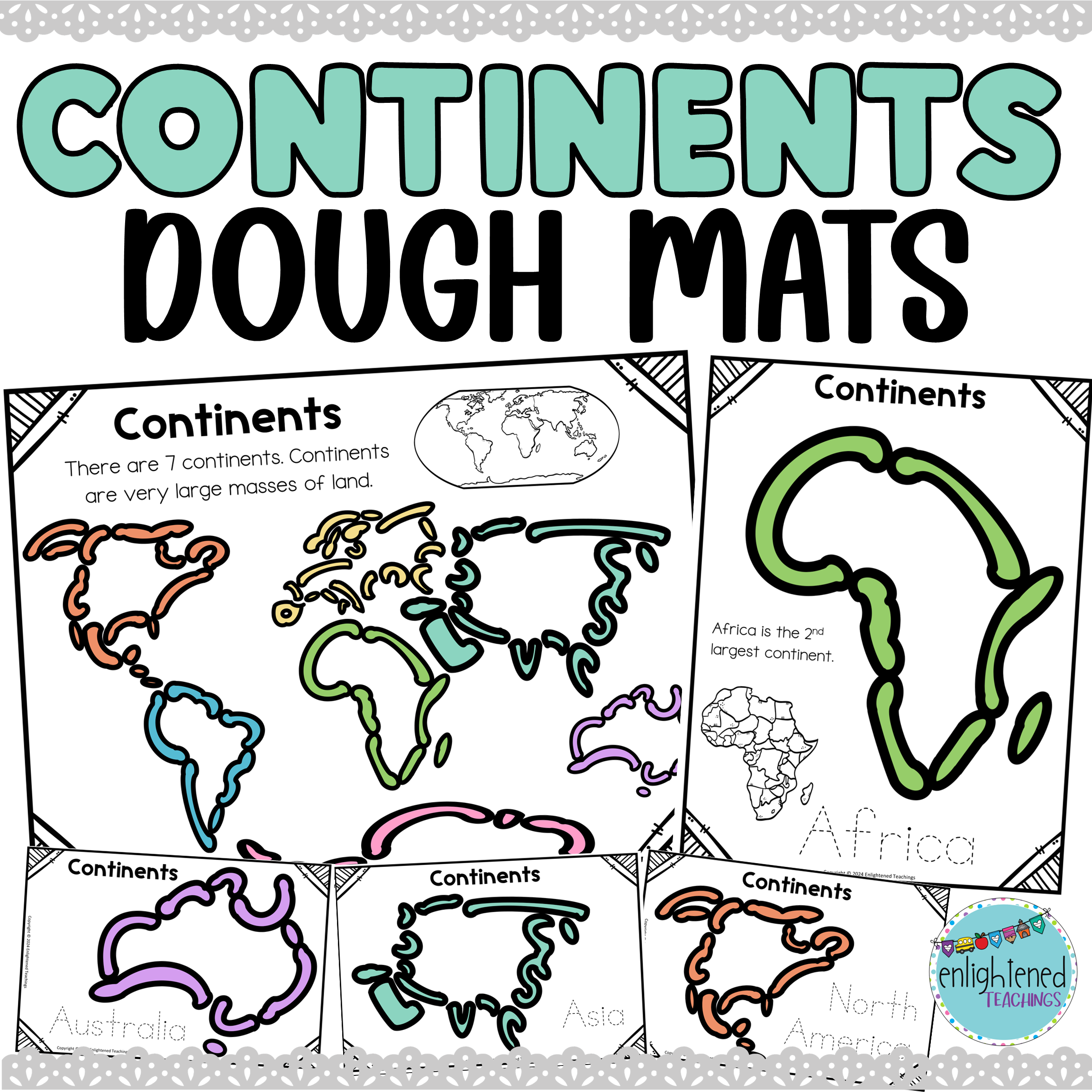7 Continents Dough Mats Continents Playdough Mats Continents Activities