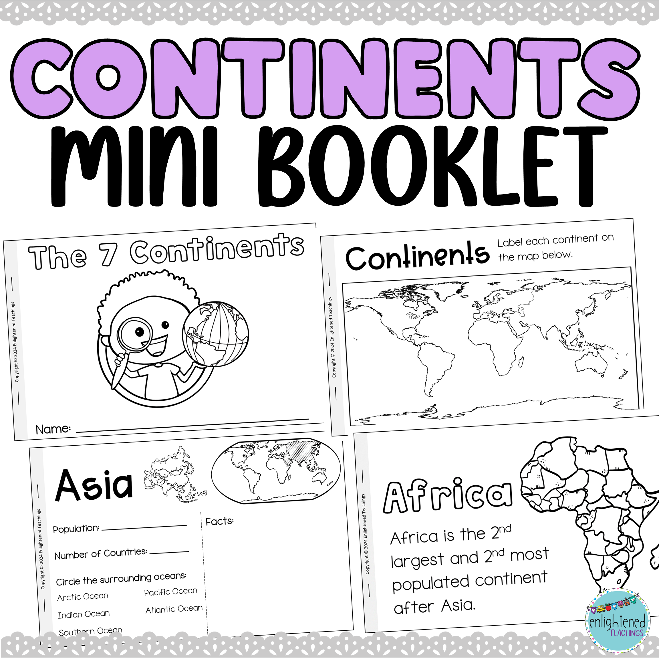 7 Continents Booklet Continents Worksheets and Activities