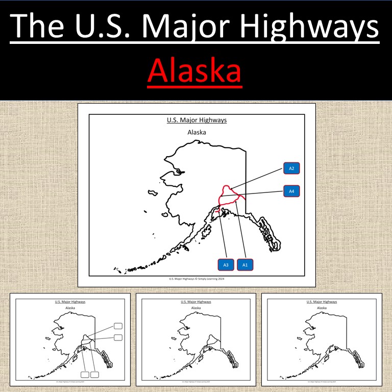Alaska, US State Major Highways Map Geography