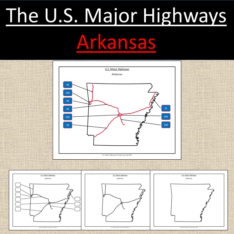 Arkansas, US State Major Highways Map Geography