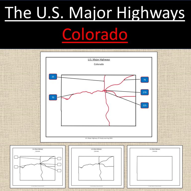 Colorado, US State Major Highways Map Geography