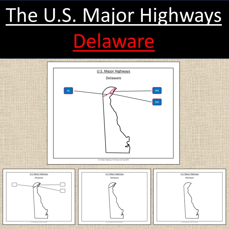 Delaware, US State Major Highways Map Geography