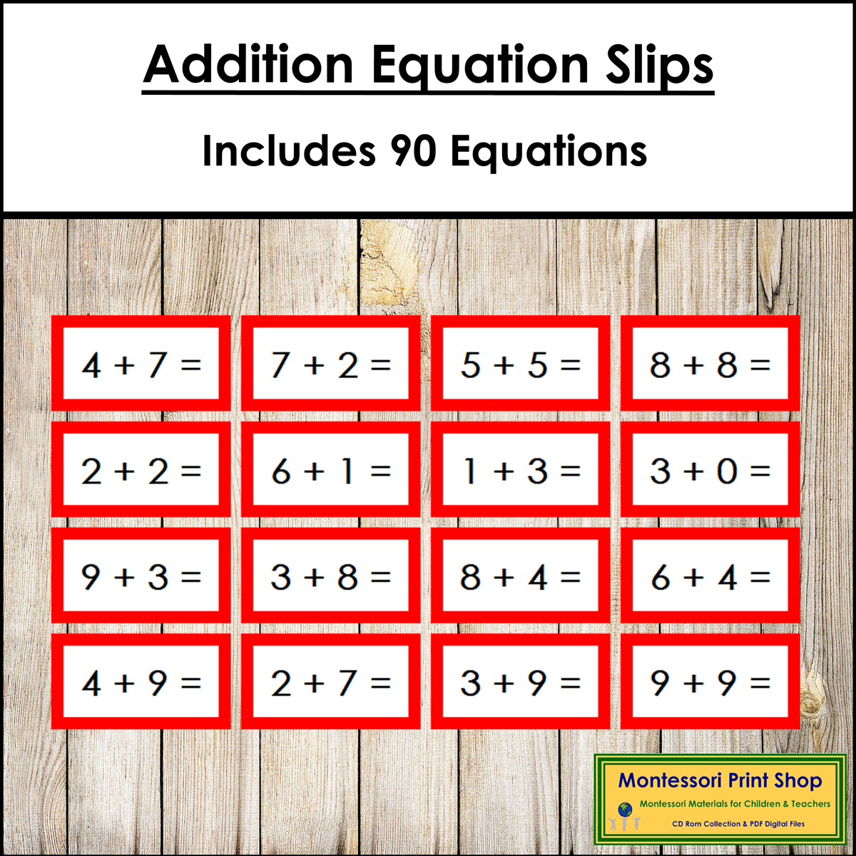 Addition Equaiton Addition Equation Slips (color-coded) - Montessori Math - Made By Teachers