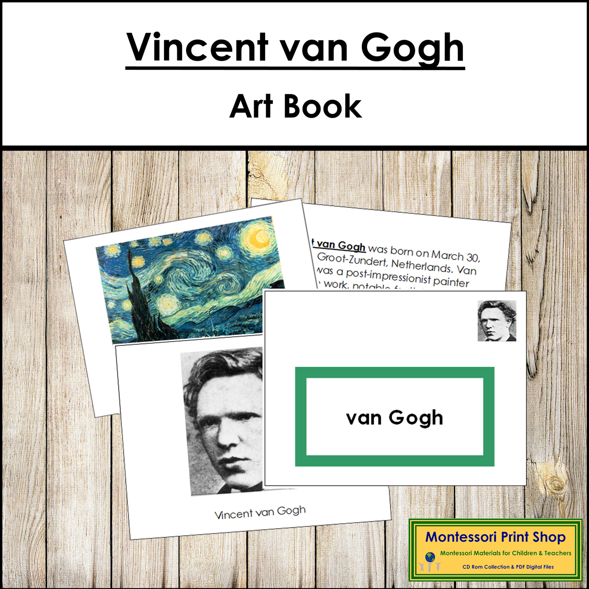 Vincent van Gogh Art Book (color border) - Famous Artist - Montessori