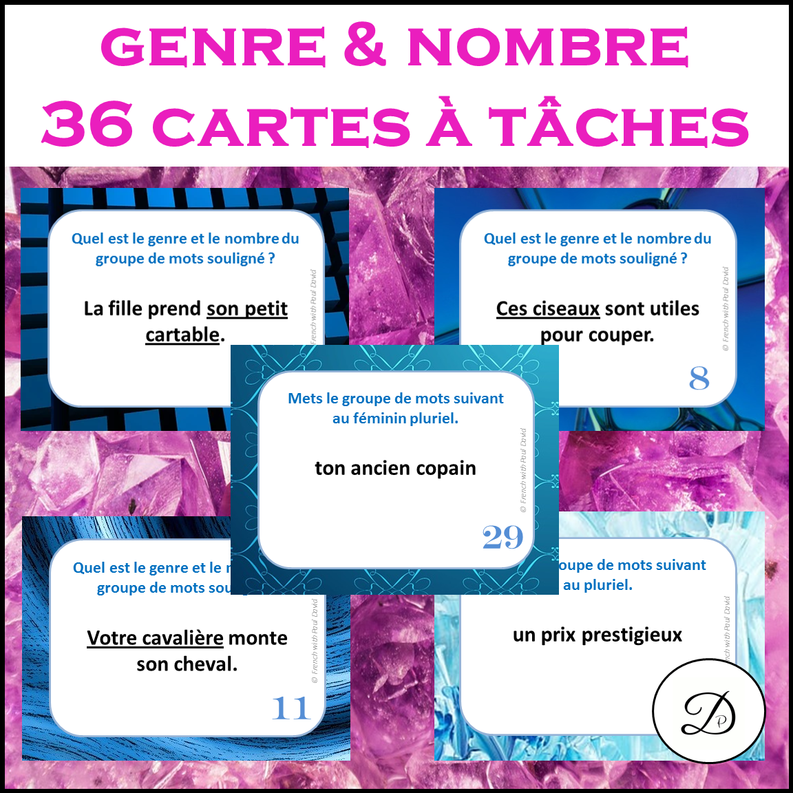 Le genre et le nombre - 36 cartes à tâches / French grammar