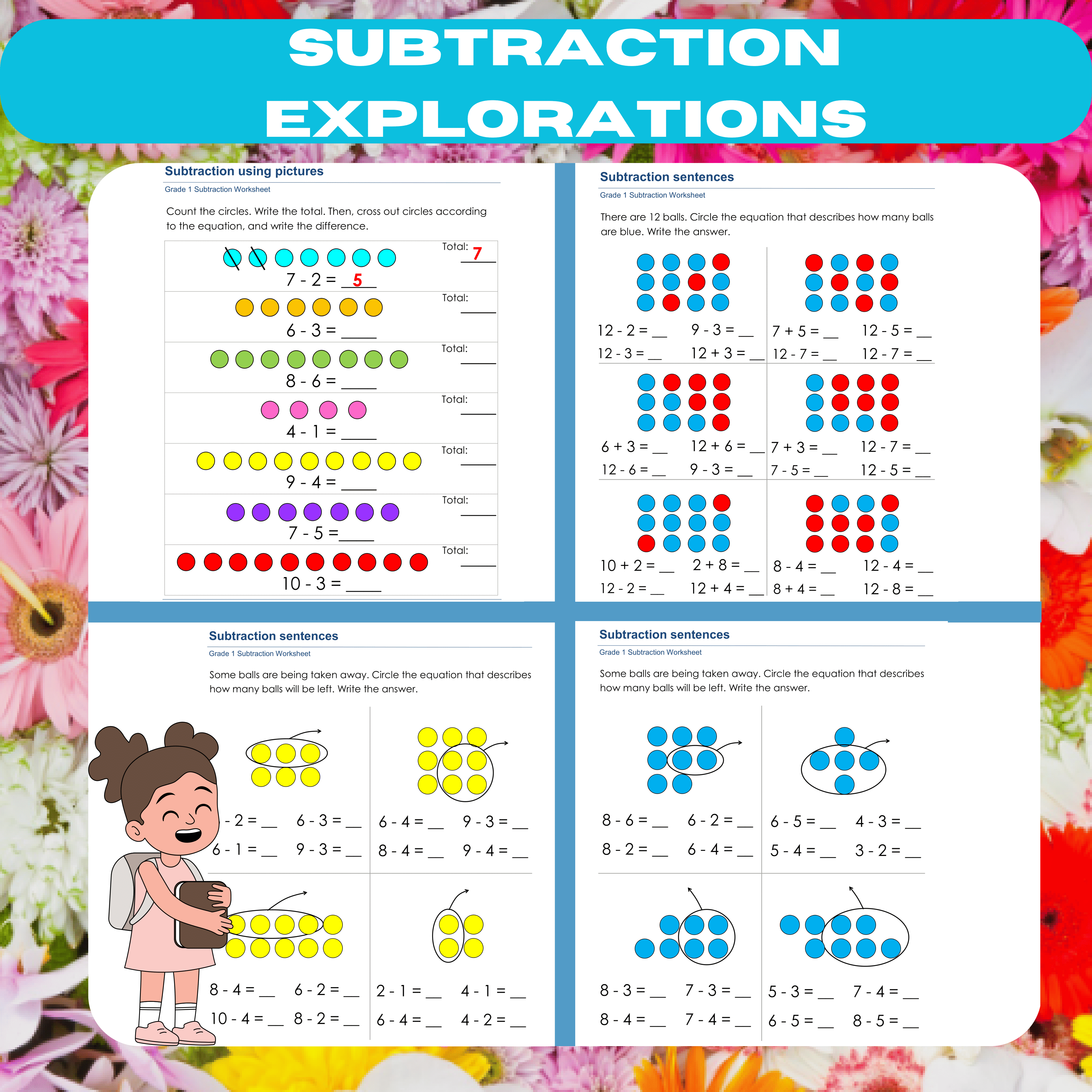 Subtraction Explorations: Grade 1 Math Worksheets Collection