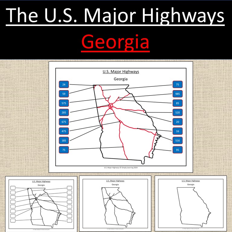 Georgia, US State Major Highways Map Geography