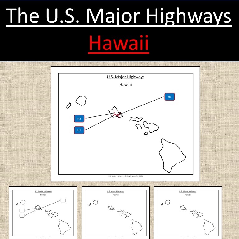 Hawaii, US State Major Highways Map Geography