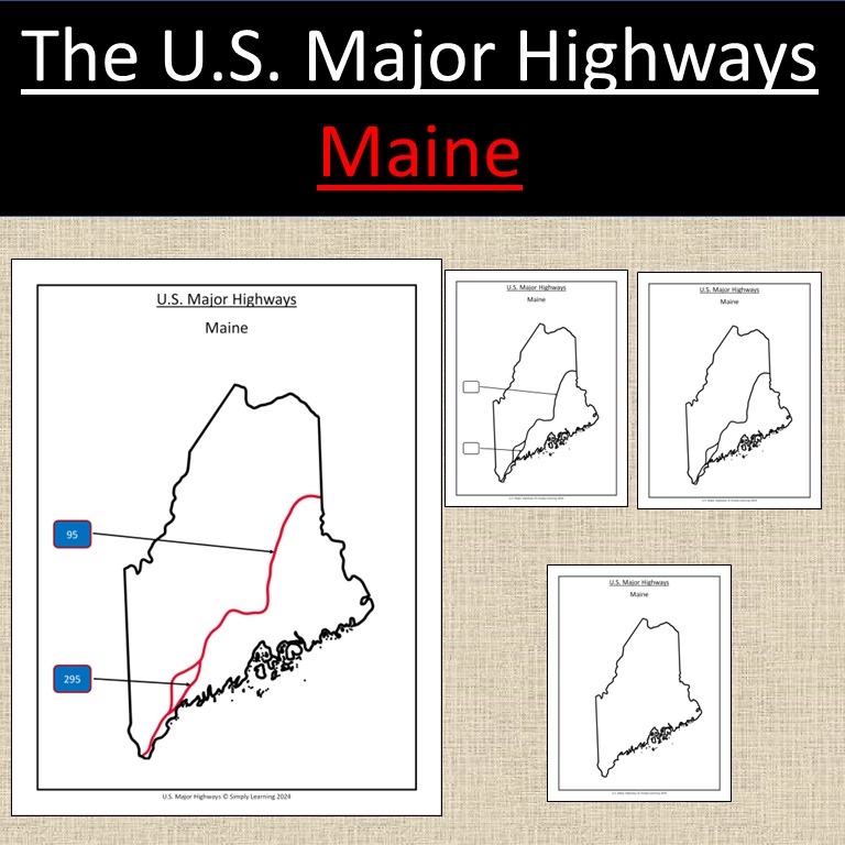 Maine, US State Major Highways Map Geography