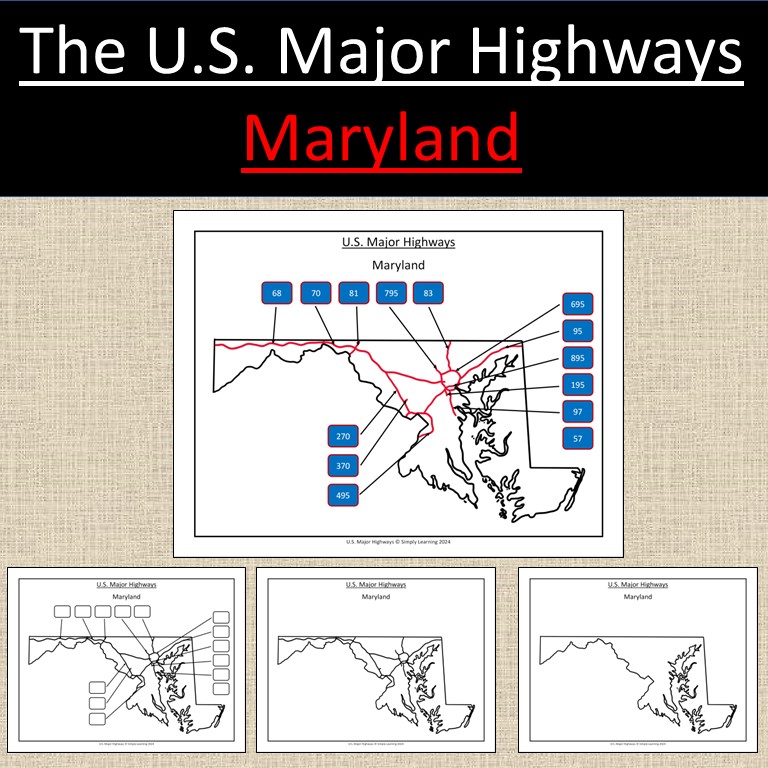 Maryland, US State Major Highways Map Geography