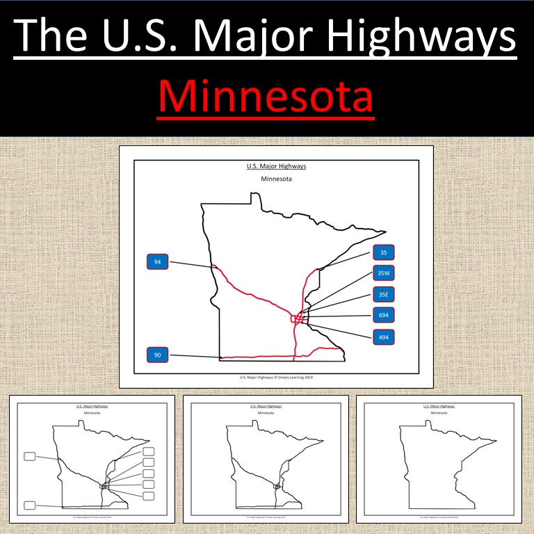 Minnesota, US State Major Highways Map Geography