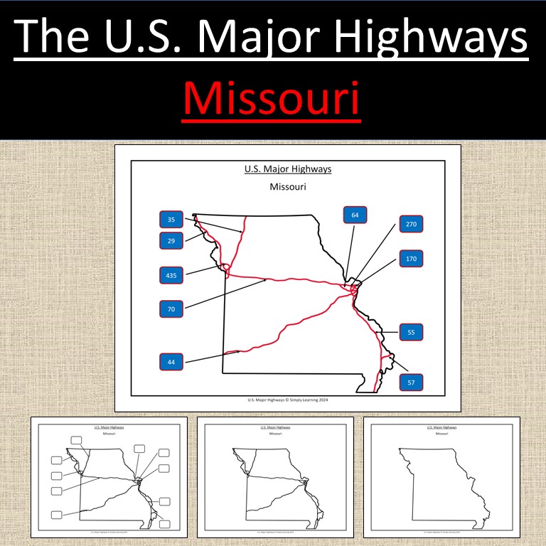 Missouri, US State Major Highways Map Geography