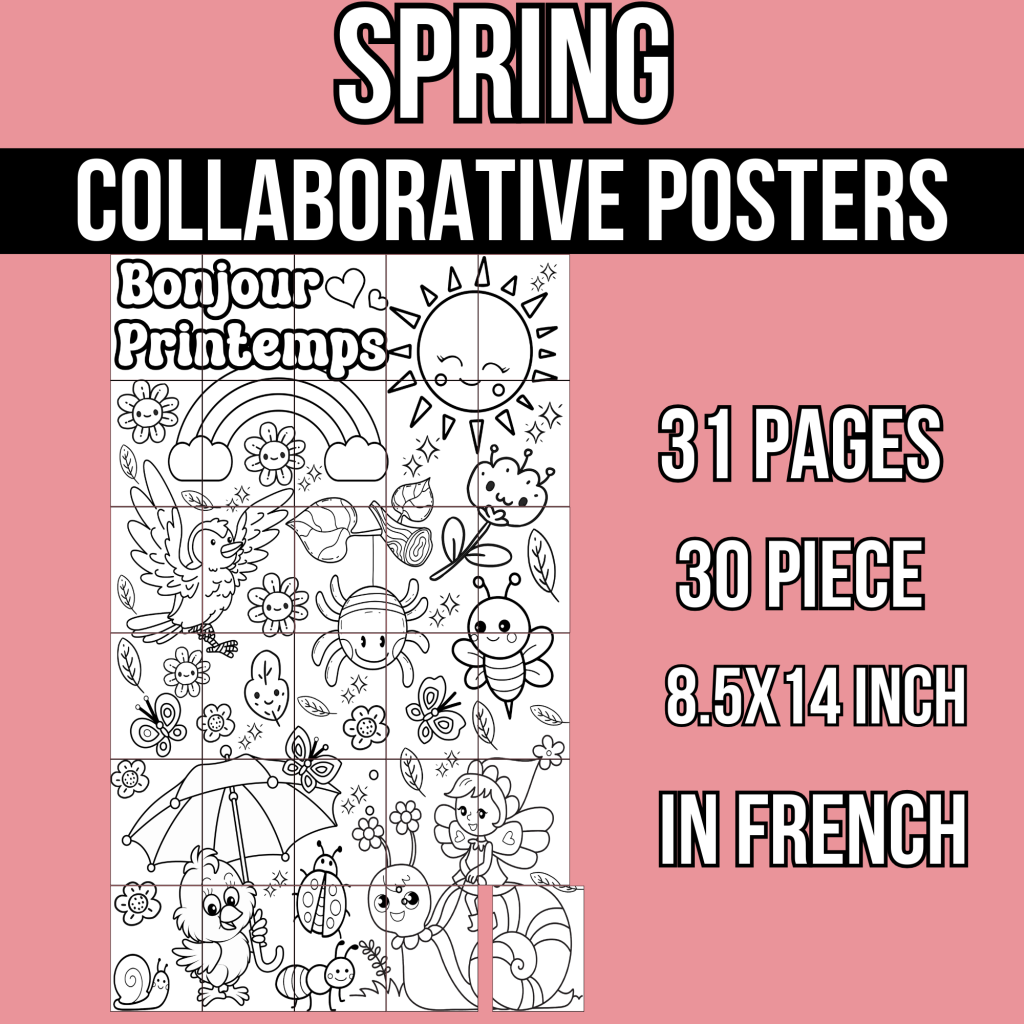 Spring Collaborative Poster Art Coloring Pages In French -Spring ...