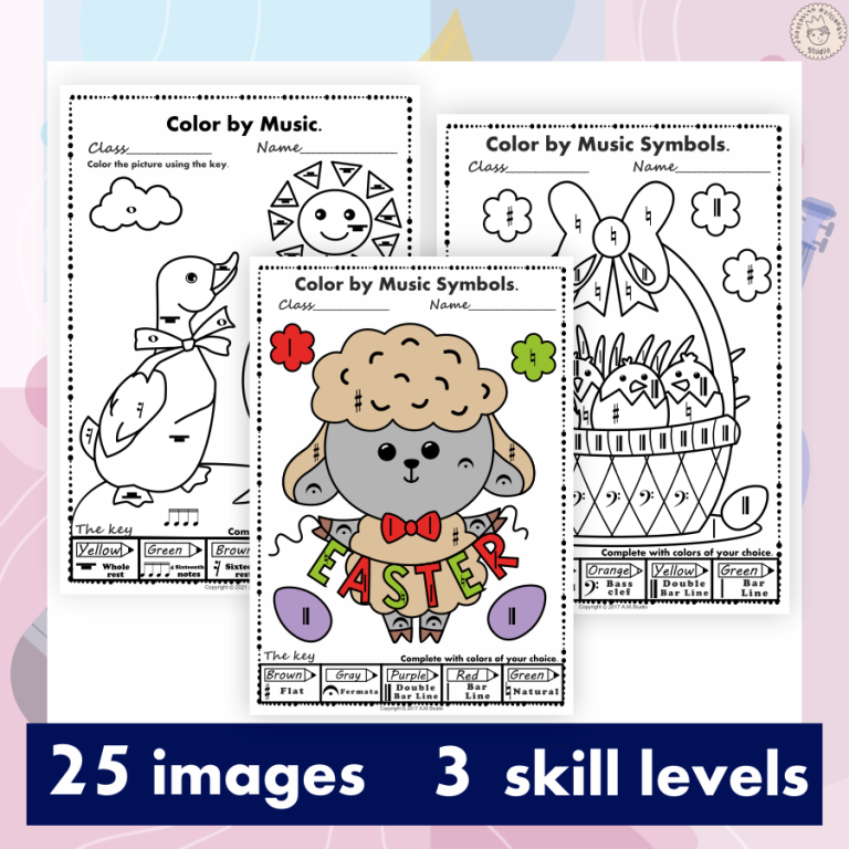 Easter Music Coloring Pages Bundle | Made By Teachers