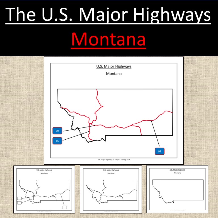 Montana, US State Major Highways Map Geography