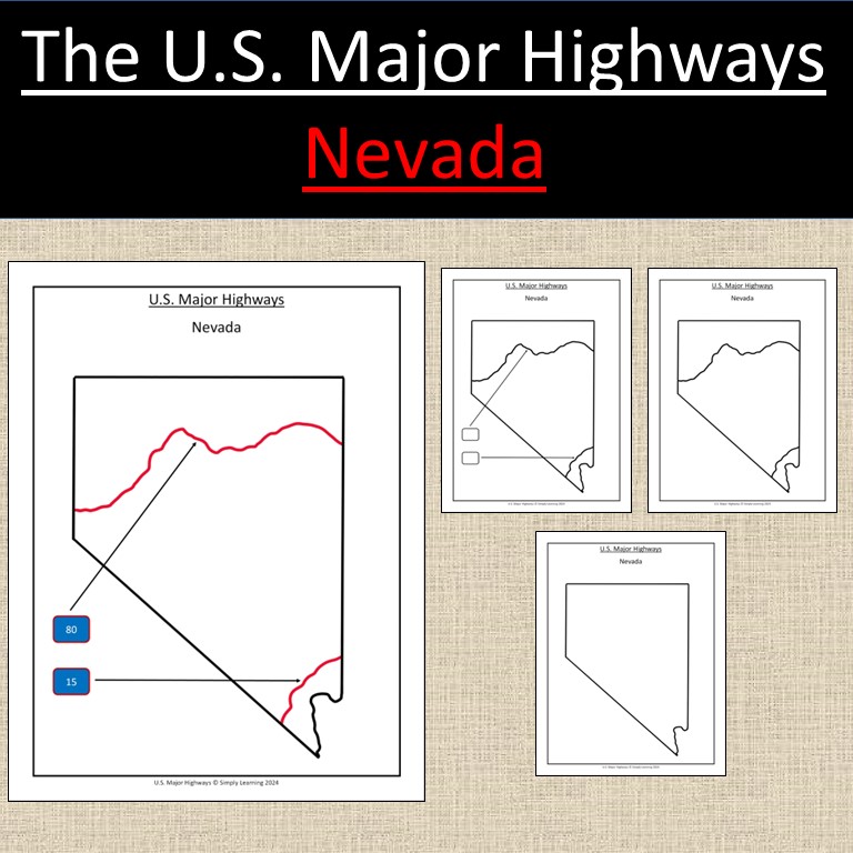 Nevada, US State Major Highways Map Geography