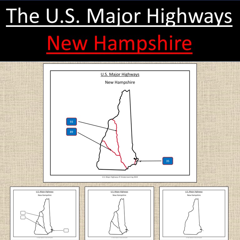 New Hampshire, US State Major Highways Map Geography