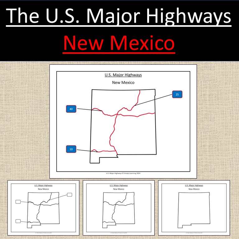 New Mexico, US State Major Highways Map Geography