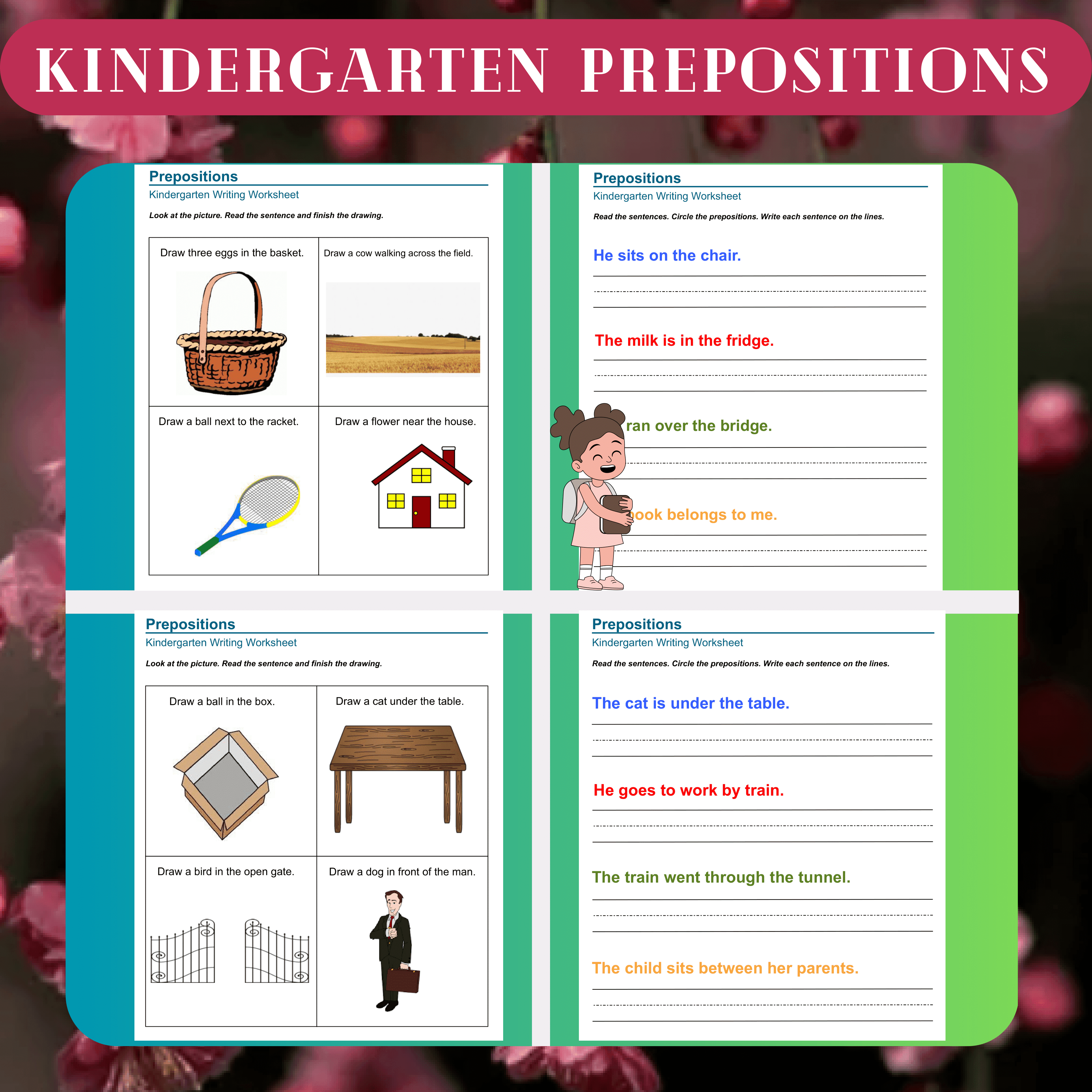 Kindergarten Prepositions Worksheets