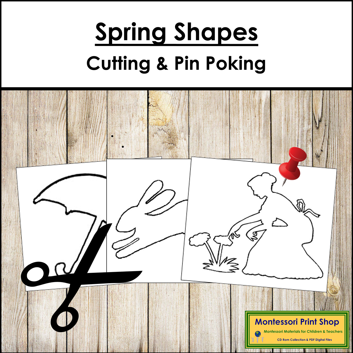 Spring Shapes - Cutting & Pin Poke - Scissor Practice