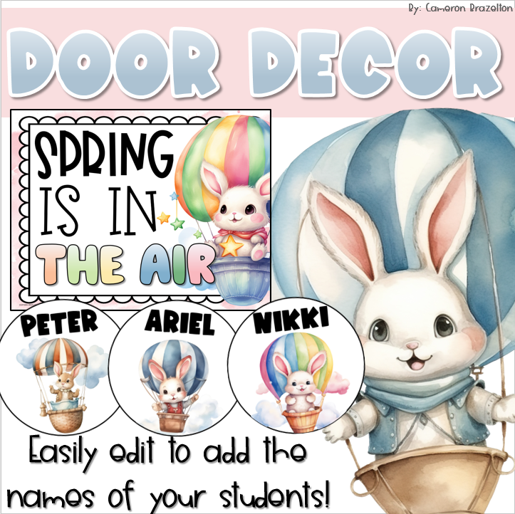 Spring Easter Bunny Door Decorations Bulletin Board Display EDITABLE