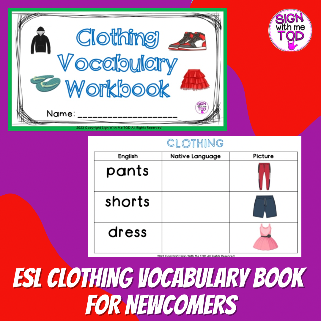 ESL Clothing Vocabulary Book for Newcomers