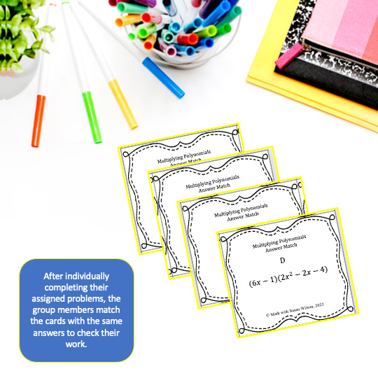 Multiplying Polynomials Lesson-Guided Notes, Group Answer Match, and ...
