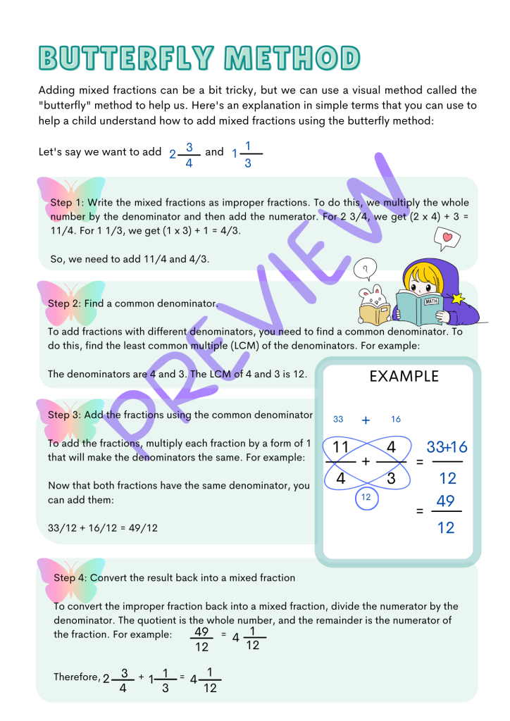 The Butterfly Method for Fractions with adding subtracting, dividing ...