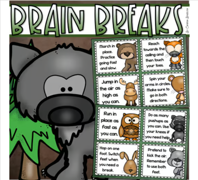 Brain Breaks Movement Cards Woodland Animals Theme