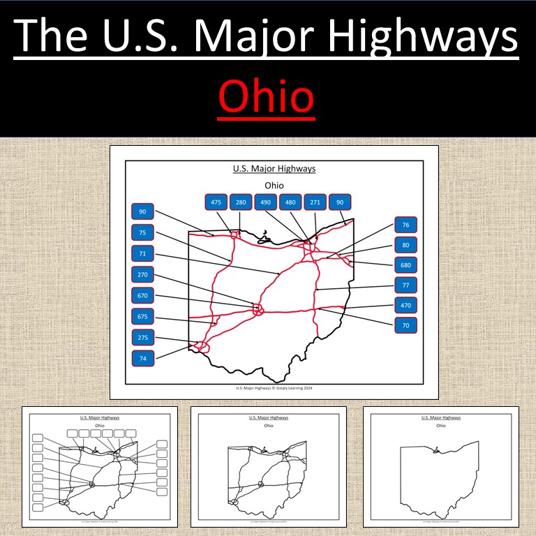 Ohio, US State Major Highways Map Geography