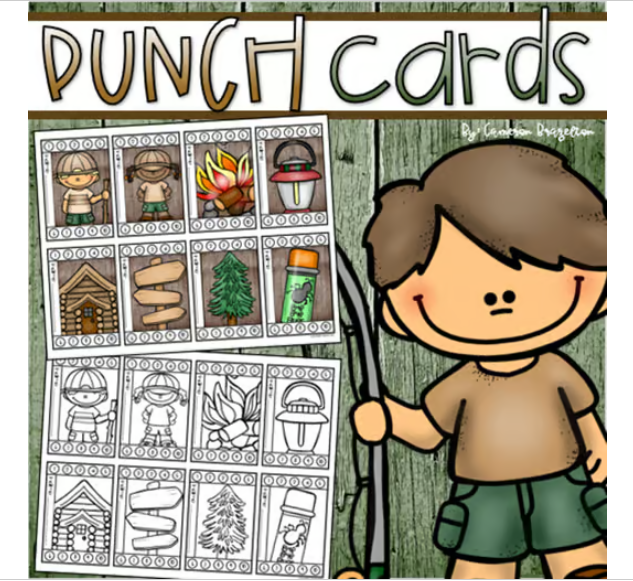 Behavior Incentive Punch Cards Classroom Management Rewards Camping Camp Out