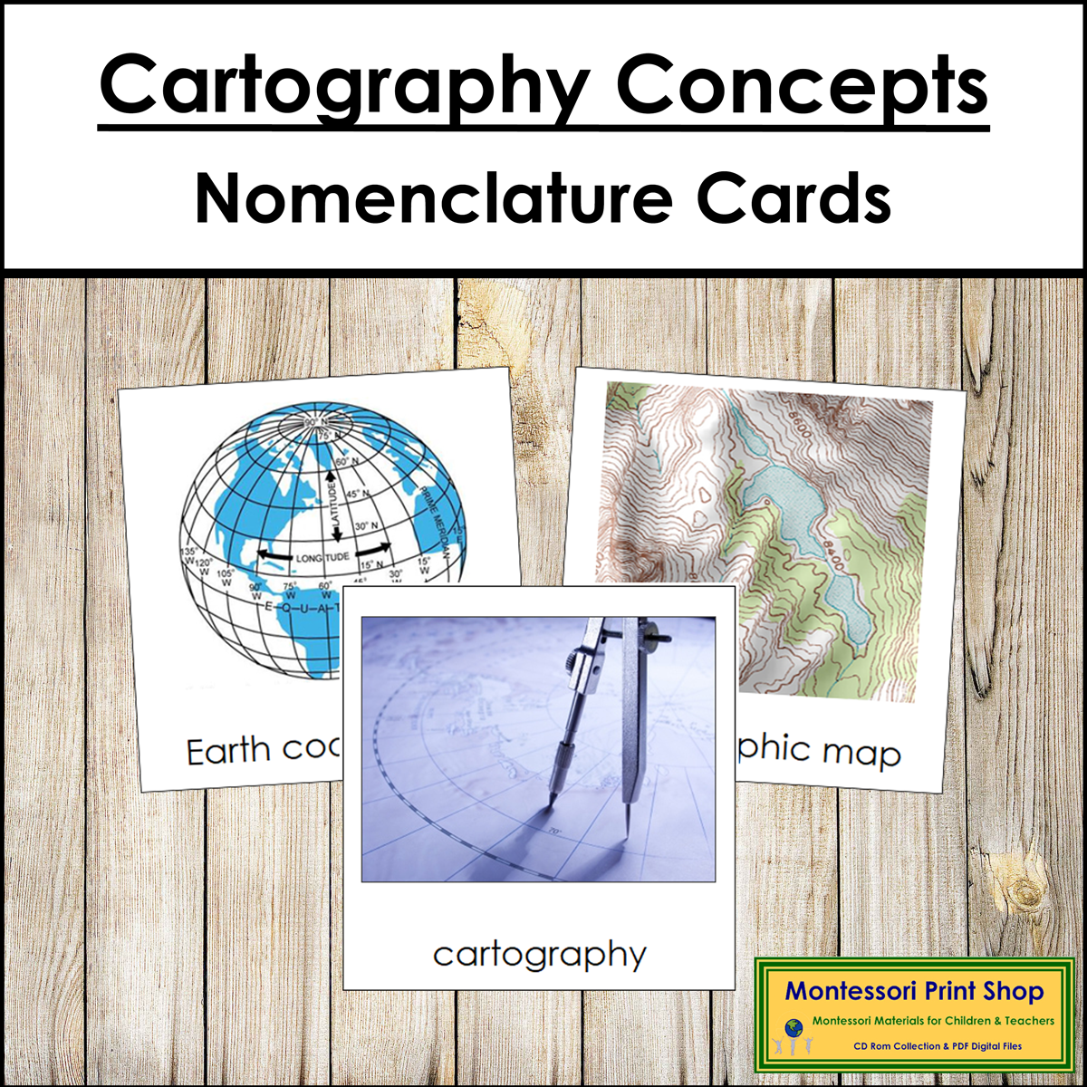 Cartography Concepts 3-Part Cards - Montessori Nomenclature
