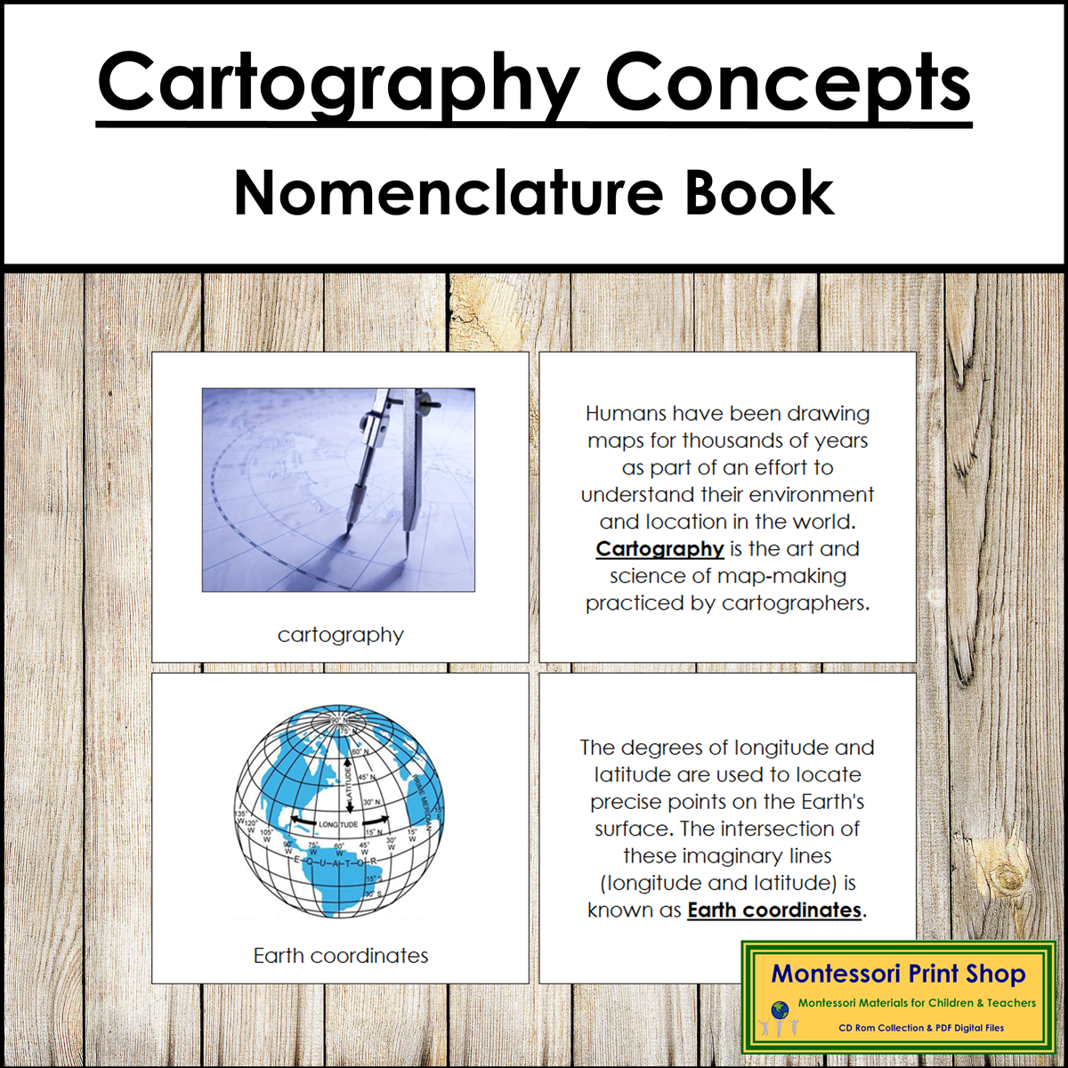 Cartography Concepts Book - Montessori Nomenclature