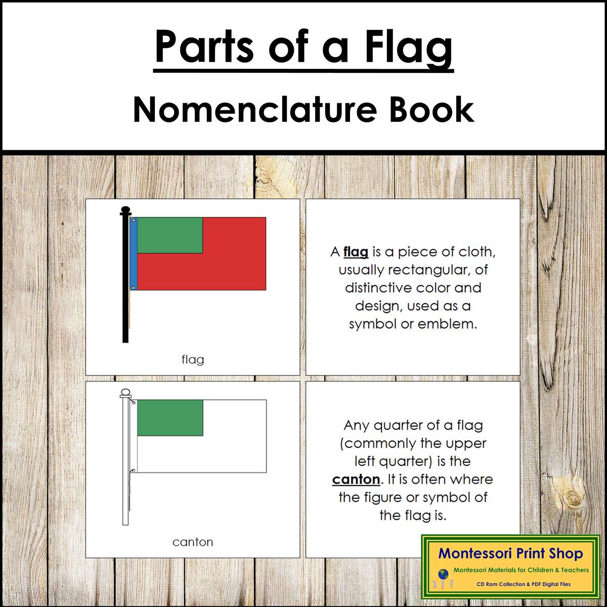 Parts of a Flag Book - Montessori Nomenclature