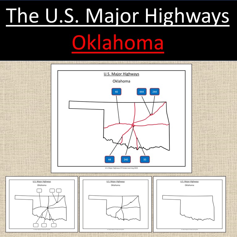 Oklahoma, US State Major Highways Map Geography