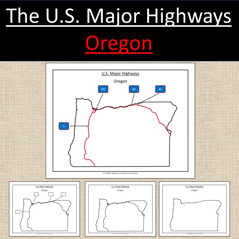 Oregon, US State Major Highways Map Geography